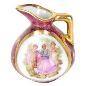 VTG Limoges Fragonard Mini Hand Painted Porcelain Pitcher Courting Couple France